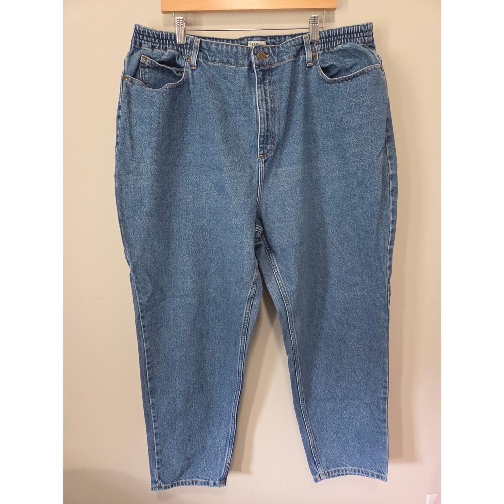 LL Bean Original Fit Relaxed Jeans 22W Reg Blue Denim High Rise Tapered Leg